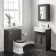 Graphite Grey Mirror Cabinet 700x500mm - Brass Knurled Handles