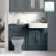 Monaco Inky Blue Basin Vanity and Back To Wall Unit 1200mm (Excludes Pan & Cistern) - Brass Knurled Handles
