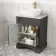 Lucia Graphite Grey Vanity with Marble Top & Curved Counter Top Basin 640mm - Brass Knurled Handles