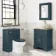 Lucia Inky Blue Vanity with Oak Effect Top & Oval Counter Top Basin 640mm - Brass Knurled Handles