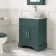Lucia Midnight Green Vanity with Marble Top & Oval Counter Top Basin 640mm - Brass Knurled Handles