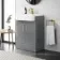 Harper Stone Grey Vanity with Semi Recessed Basin 600mm -Brushed Brass Accents