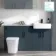 Harper Navy Blue Combination Vanity Basin with Marble Top & Houston Toilet 1500mm - Black Accents