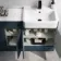 Harper Navy Blue Combination Vanity Basin with Marble Top & Boston Toilet 1500mm - Black Accents