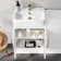 Harper Gloss White Basin Vanity With Marble Top and Back To Wall Toilet Unit 1000mm (Excludes Toilet) - Brushed Brass Accents