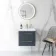 Elba Inky Blue Wall Hung Basin Drawer Vanity 500mm - Brushed Brass Accents