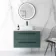 Elba Midnight Green Wall Hung Drawer Vanity with Marble Top & Curved Counter Top Basin 800mm - Black Accents