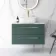 Elba Midnight Green Wall Hung Drawer Vanity with Marble Top & Curved Counter Top Basin 800mm - Brushed Brass Accents