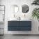 Corsica Inky Blue Wall Hung Drawer Vanity with Marble Top & Curved Counter Top Basin 1200mm