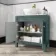 Bermuda Midnight Green Vanity with Marble Top & Oval Counter Top Basin 800mm - Brushed Brass Accents