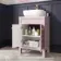 Bermuda Cashmere Pink Vanity with Marble Top & Curved Counter Top Basin 600mm - Brushed Brass Accents