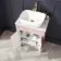 Bermuda Cashmere Pink Vanity with Marble Top & Curved Counter Top Basin 600mm - Brass Knurled Handles