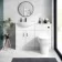 Quartz Gloss White Vanity with Semi Recessed Basin 650mm - Black Accents