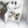 Quartz Gloss White Vanity with Semi Recessed Basin 650mm - Black Accents