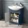 Capri Navy Blue Basin Vanity and Back To Wall Unit 1150mm (Excludes Toilet) - Chrome Handles