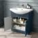 Capri Navy Blue Combination Vanity Basin and Houston Toilet 1350mm - Chrome Handles