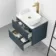 Corsica Inky Blue Wall Hung Drawer Vanity with Marble Top & Marin Basin 600mm