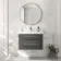 Omaha Slate Grey Wall Hung Basin Drawer Vanity 800mm - Brushed Brass Accents
