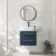 Omaha Navy Blue Wall Hung Drawer Vanity with Marble Top & Marin Basin 600mm