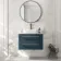Omaha Navy Blue Wall Hung Drawer Vanity with Marble Top & Marin Basin 800mm