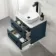 Omaha Navy Blue Wall Hung Drawer Vanity with Marble Top & Curved Counter Top Basin 600mm - Black Accents