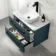 Omaha Navy Blue Wall Hung Drawer Vanity with Marble Top & Curved Counter Top Basin 800mm - Black Accents