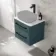 Omaha Mystic Green Wall Hung Drawer Vanity with Marble Top 600mm (Excludes Counter Top Basin) - Black Accents