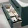 Omaha Mystic Green Wall Hung Drawer Vanity with Marble Top & Curved Counter Top Basin 800mm - Black Accents