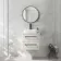 Omaha Linen White Wall Hung Drawer Vanity with Marble Top & Marin Basin 600mm - Black Accents