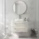 Omaha Linen White Wall Hung Drawer Vanity with Marble Top & Marin Basin 800mm - Brushed Brass Accents