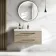 Elba Dawn Oak Wall Hung Basin Drawer Vanity 1000mm - Black Accents