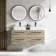 Elba Dawn Oak Double Wall Hung Drawer Vanity with Marble Top & Cody Basin 1200mm - Black Accents