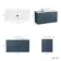 Crete Fluted Navy Blue Wall Hung Drawer Vanity with Marble Top & Curved Basin 1000mm