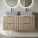 Crete Fluted Apex Oak Double Wall Hung Drawer Vanity with Marble Top 1200mm - Excludes Counter Top Basin
