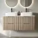 Crete Fluted Apex Oak Double Wall Hung Drawer Vanity with Marble Top & Marin Basin 1200mm