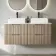 Crete Fluted Apex Oak Double Wall Hung Drawer Vanity with Marble Top & Cody Basin 1200mm
