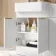 Sicily Fluted Coastal White Vanity with Semi Recessed Basin 600mm - Brushed Brass Accents