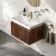 Malta Fluted Black Walnut Wall Hung Basin Drawer Vanity 600mm