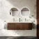Malta Fluted Black Walnut Wall Hung Double Basin Drawer Vanity 1200mm