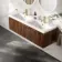 Malta Fluted Black Walnut Wall Hung Double Basin Drawer Vanity 1200mm