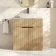 Havana Fluted Country Oak Cabinet with Marble Top & Marin Basin 800mm - Black Accents