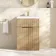 Havana Fluted Country Oak Basin Vanity 600mm - Brushed Brass Accents