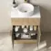 Havana Fluted Country Oak Cabinet with Marble Top & Nevis Basin 600mm - Brushed Brass Accents