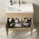 Havana Fluted Country Oak Basin Vanity 800mm - Brushed Brass Accents