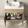 Havana Fluted Country Oak Cabinet with Marble Top & Marin Basin 800mm - Brushed Brass Accents