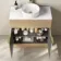 Havana Fluted Country Oak Cabinet with Marble Top & Nevis Basin 800mm - Brushed Brass Accents