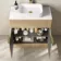 Havana Fluted Country Oak Cabinet with Marble Top & Reno Basin 800mm - Brushed Brass Accents
