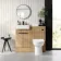 Sicily Fluted Country Oak Vanity with Semi Recessed Basin 500mm - Black Accents