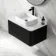 Sorrento Fluted Matt Black Wall Hung Drawer Vanity with Marble Top & Marin Basin 800mm