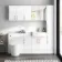 Harper Gloss White Wall Hung Cabinet 600x600mm - Brushed Brass Accents